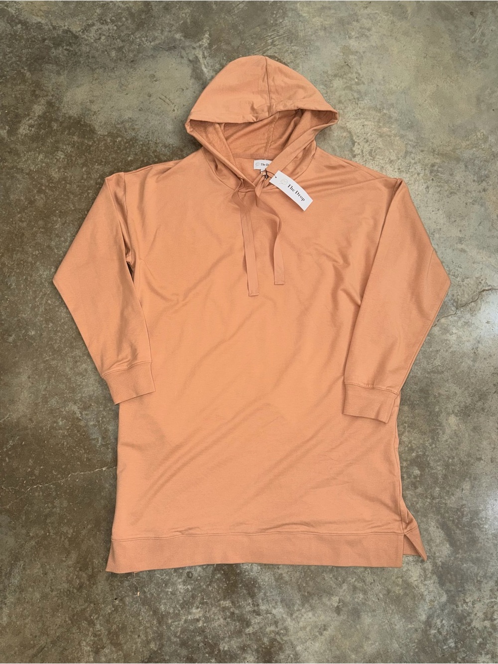 NWT The Drop Brown Hooded Tunic Sweatshirt Dress Pockets L Fall Pumpkin Patch